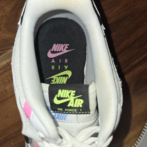 Nike Air Force 1 White Sneakers with Pink and Blue Accents - Picture 11 of 12